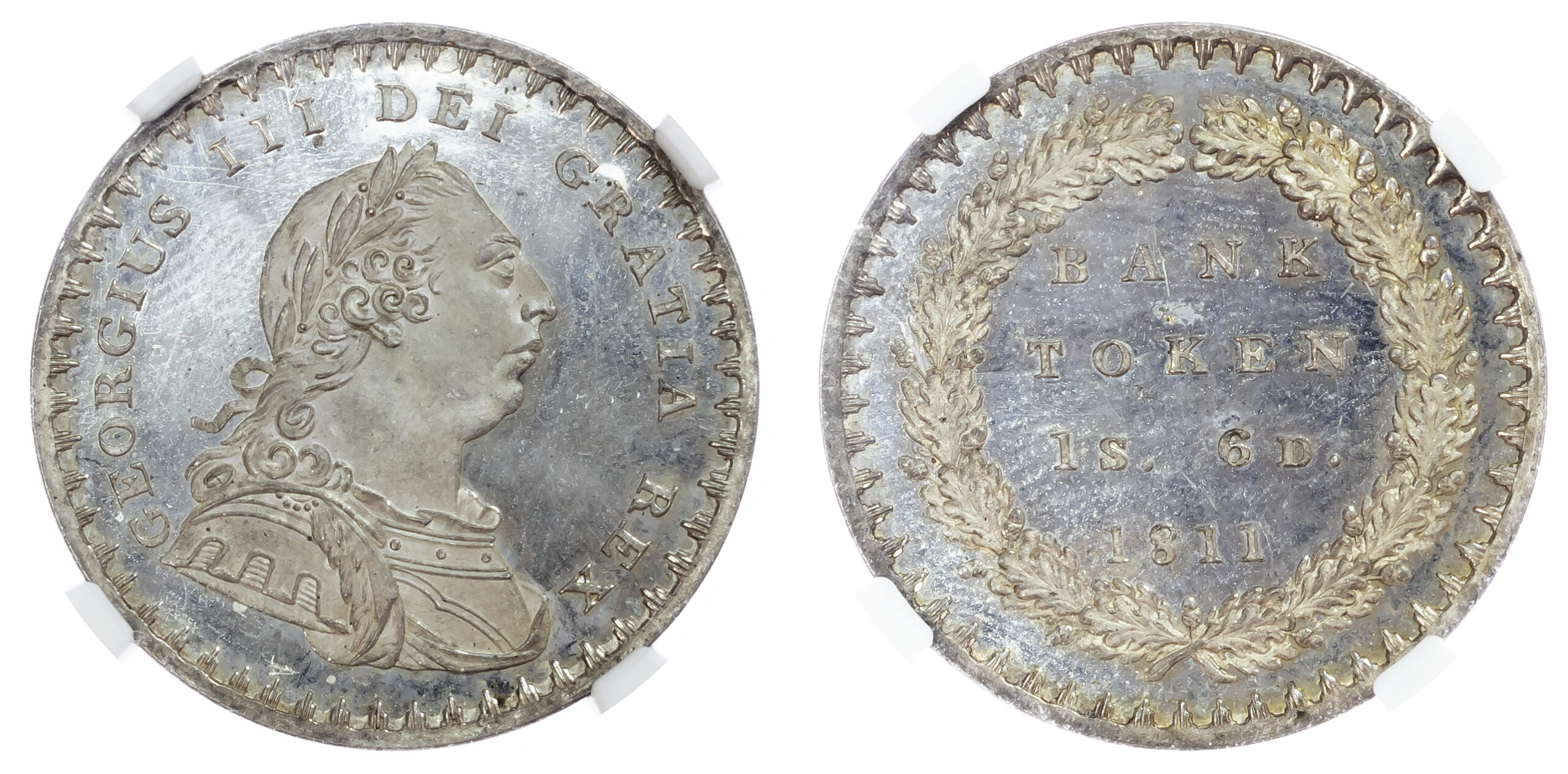 George III, Proof BOE Token, Eighteen Pence, 1811 - NGC PF66 Cameo