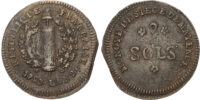 France, National Convention (1792-1795), Siege of Mayence (Mainz), copper 2 Sols