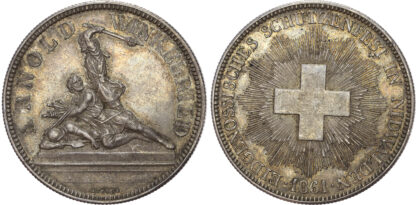 Switzerland, Nidwalden Festival, silver 5 Francs, 1861