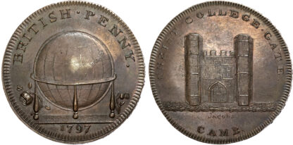 Cambs. Cambridge , Skidmore’s Globe Series British Penny 1797