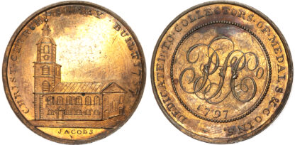 London, Holborn, Paul Skidmore’s ‘London Churches and Gates Series’ Halfpenny 1797