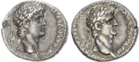 Nero, with Divus Claudius, Silver Didrachm