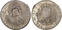 George III (1760-1820), Emergency Issue, Octagonal Countermark Dollar on 8 Reales of Charles IV, 1802