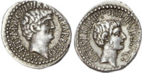 Mark Antony & Octavian, Silver Denarius