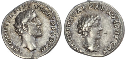 Marcus Aurelius as Caesar, with Antoninus Pius, Silver Denarius