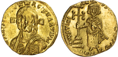 Justinian II, Gold Solidus, Christ Portrait