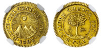 Central American Republic, Costa Rica, gold Half Escudo, 1828 - AU 58
