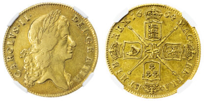 Charles II Two Guineas 1664 - NGC XF40