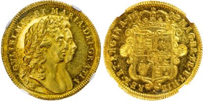1694/3 William and Mary Two Guineas - NGC MS 62+