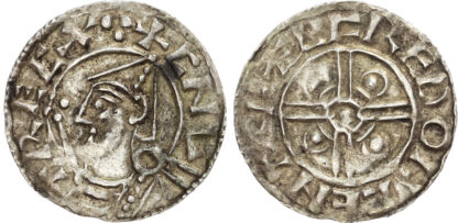 Cnut (1016-1035) Penny, pointed helmet type (1024-1030), Canterbury mint, moneyer Aelfred
