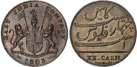India, Madras Presidency, copper 20 Cash, 1808