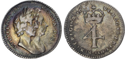 William & Mary (1689-1694) Maundy Set, 1694, Fourpence, Threepence, Twopence, Penny