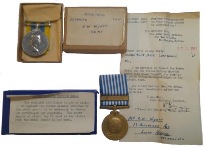 A Korea and UN Korea Pair awarded to Craftsman R.W. Wyatt