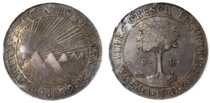Central American Republic, Guatemala, silver 8 Reales, 1842/0