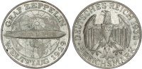 Germany, Weimar Republic, World Flight of the Graf Zeppelin, silver 5 Reichsmark, 1930 G