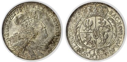 Poland, Augustus III, silver Ort / 18 Groszy, 1755