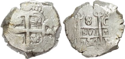 Bolivia, Ferdinand VI, silver Cob of 8 Reales, 1754 C