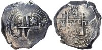 Bolivia, Philip V, silver Cob of 8 Reales, 1743 P C