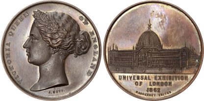 Victoria, Universal Exhibition of London, 1862, copper medal