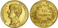 France, Consulate, Napoleon, gold 20 Francs