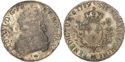 France, Louis XVI, silver Écu aux rameaux d'olivier, 1789