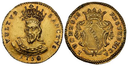 Italy, Lucca, Republic, gold Doppia, 1750