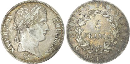 France, First Empire, Napoleon I, silver 5 Francs, 1812