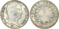 France, First Empire, Napoleon I, silver 5 Francs, 1815