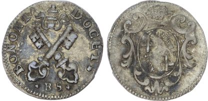 Italy, Papal States, Clement XII, silver Carlino da 5 Bolognini