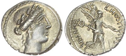 Roman Republic, L. Hostilius Saserna, Silver Denarius