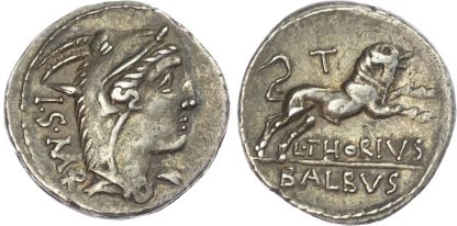 Roman Republic, L. Thorius Balbus, Silver Denarius