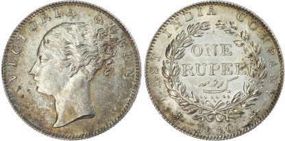 India, EIC, Victoria, silver Rupee, 1840