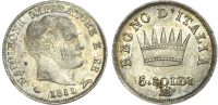 Italy, Napoleon I, silver 5 Soldi, 1811