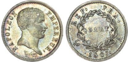 France, First Empire, Napoleon I, silver Quart, 1807