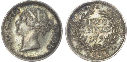 India, EIC, Victoria, silver 2 Annas, 1841