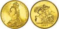 Victoria, Gold Five Pounds, 1887