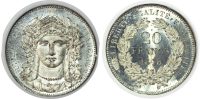 France, Second Republic, white metal Essai 20 Francs, 1848 - MS 64