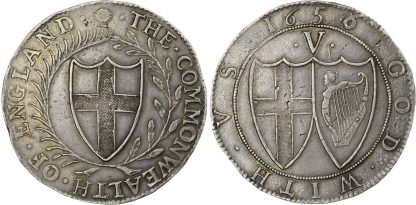 Commonwealth, Silver Crown, 1656, 6 over 4