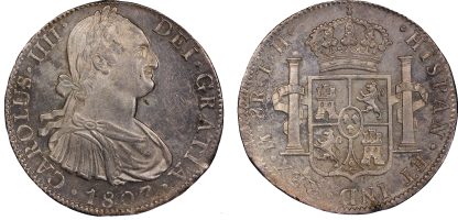 Mexico, Charles IV (1788-1808), silver 8 Reales, 1807 - MS 62