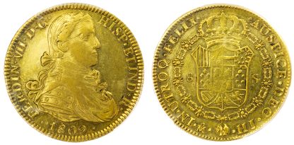 Mexico, Ferdinand VII (1808-1833), gold 8 Escudos, 1809 - AU 55