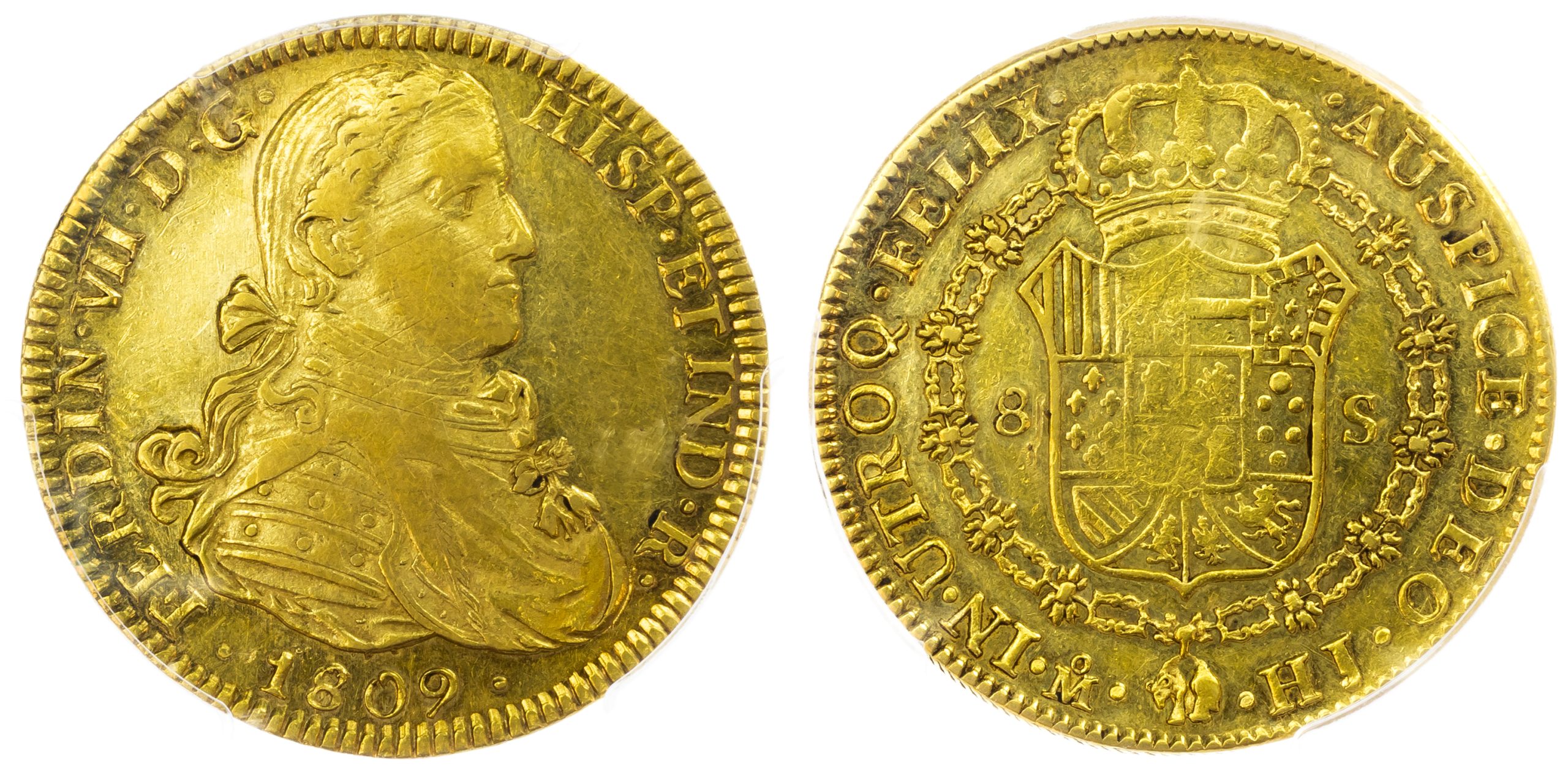 Mexico, Ferdinand VII (1808-1833), gold 8 Escudos, 1809 - AU 55