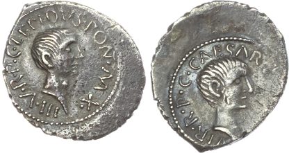 Lepidus and Octavian, Silver Denarius