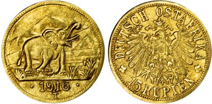 German East Africa, Wilhelm II (1891–1918), gold 15 Rupien, 1916 T