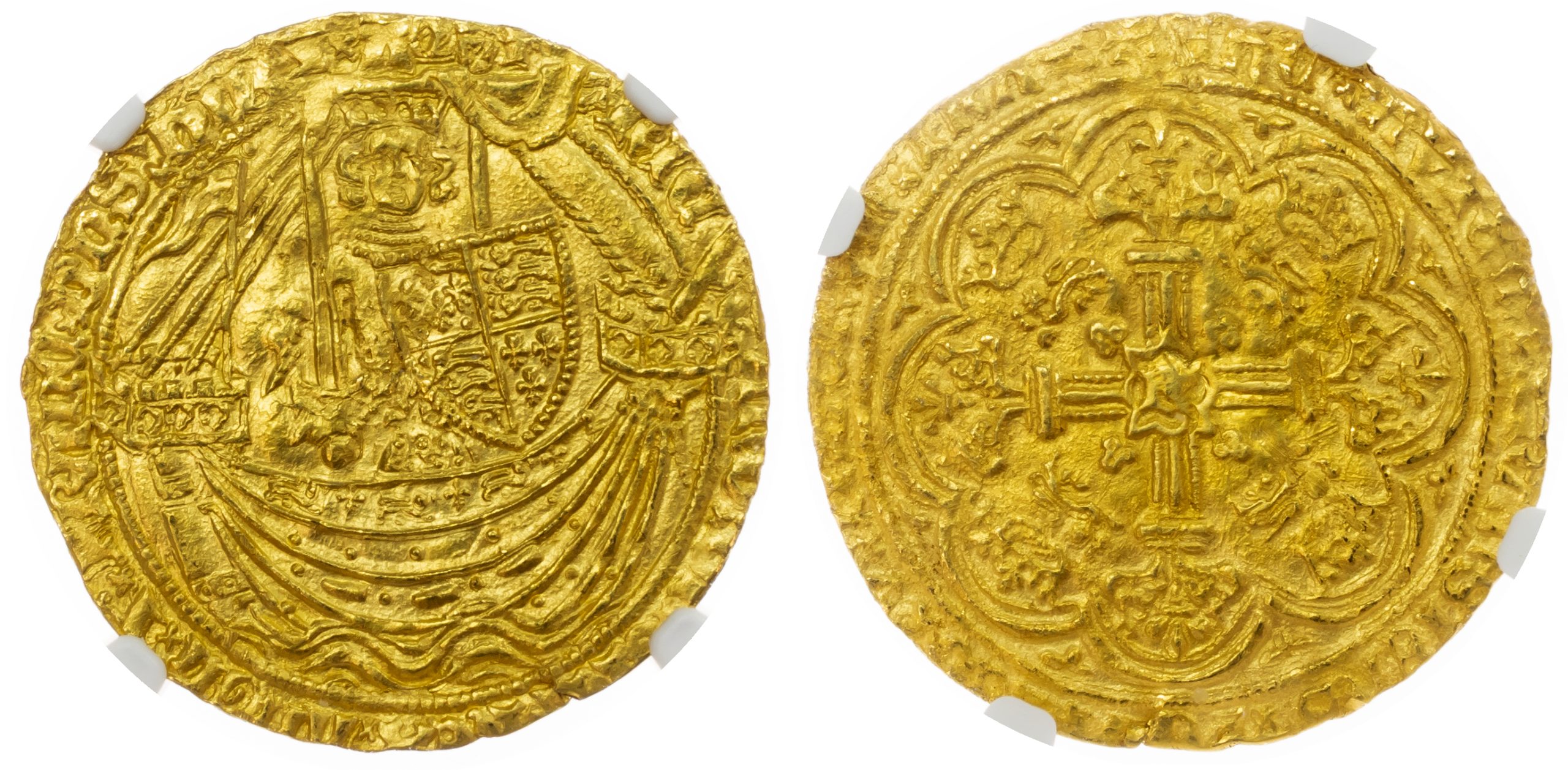 Richard II, Gold Noble, Calais, NGC MS62