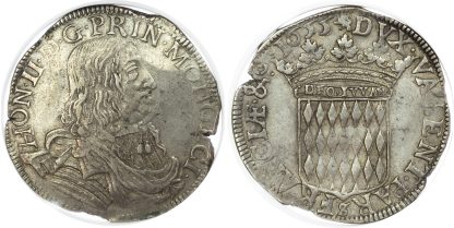Monaco, Honoré II (1604-1662), silver Scudo AU 55 -  finest known