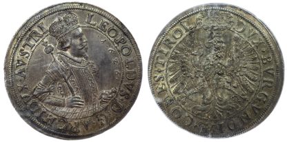 Austria, Leopold V (1619-1632), silver Double Taler - AU 58