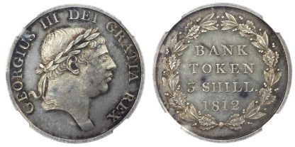 George III, Silver Proof Three Shilling Bank Token, 1812