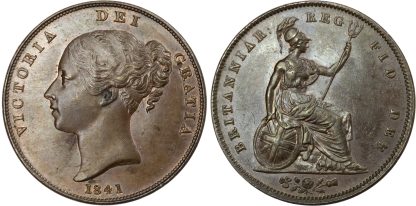 Victoria, Copper Penny, 1841, No Colon Type