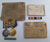 A Great War Royal Dublin Fusiliers Casualty pair awarded to Private Alfred Ernest Teese