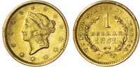 USA, Liberty Head gold Dollar, 1851